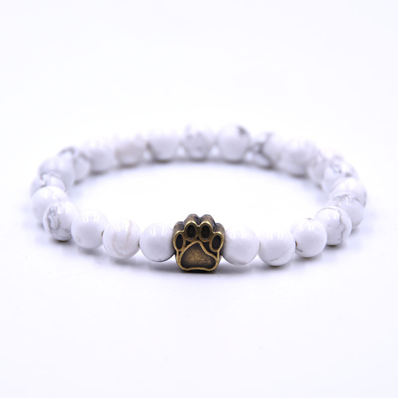Free Howlite Paw Bracelet — Gold