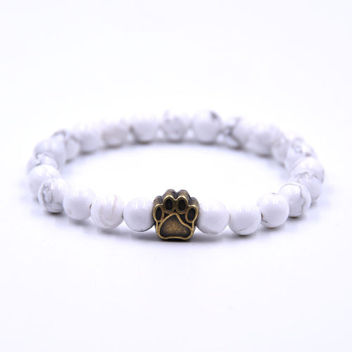 Free Howlite Paw Bracelet — Gold