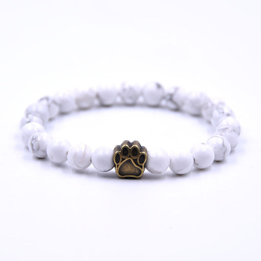 Free Howlite Paw Bracelet — Gold
