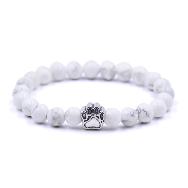 Free Howlite Paw Bracelet — Silver