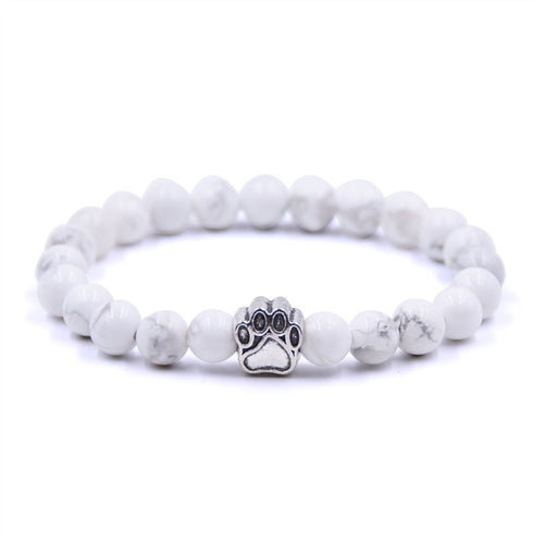 Free Howlite Paw Bracelet — Silver