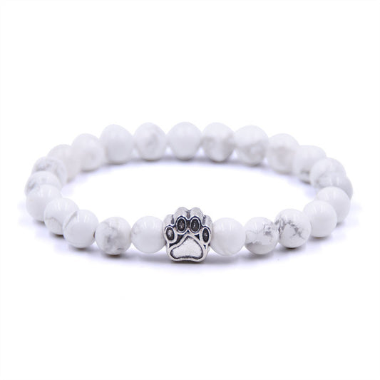 Free Howlite Paw Bracelet — Silver