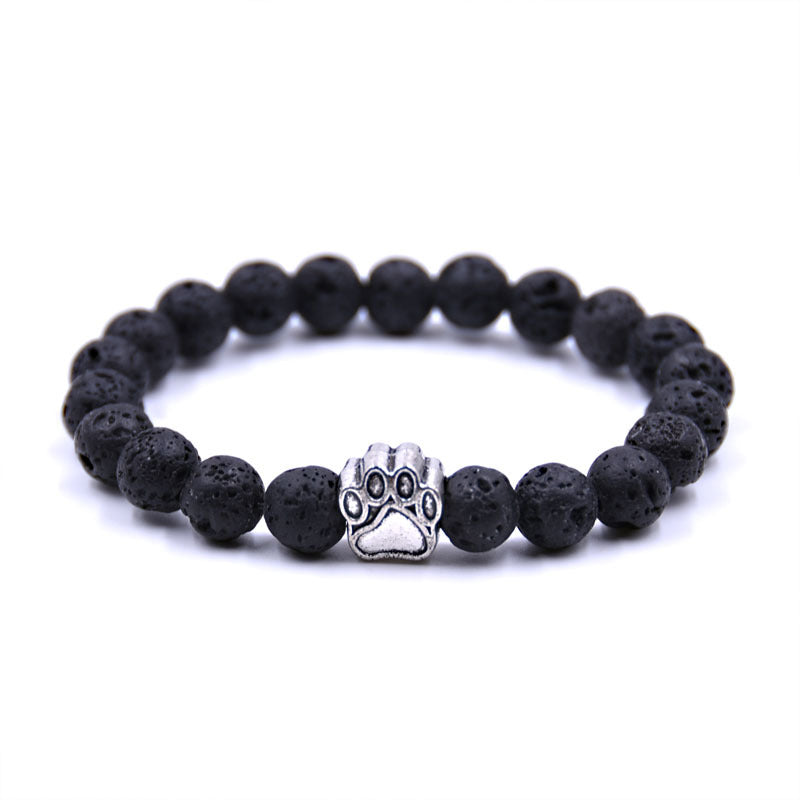 Free Lava Stone Paw Bracelet — Silver