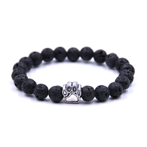 Free Lava Stone Paw Bracelet — Silver