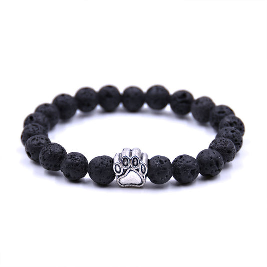 Free Lava Stone Paw Bracelet — Silver