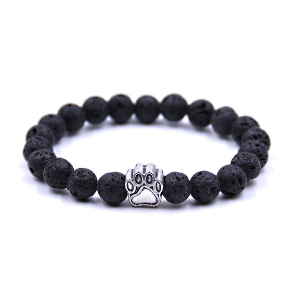 Free Lava Stone Paw Bracelet — Silver