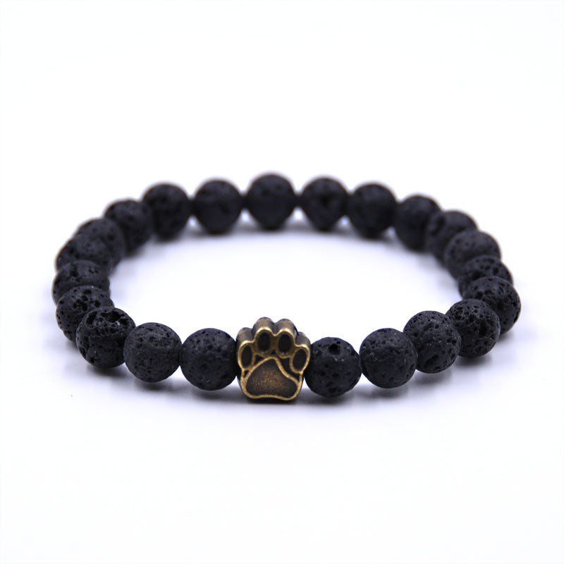 Free Lava Stone Paw Bracelet — Gold