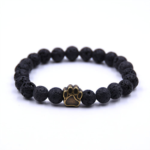 Free Lava Stone Paw Bracelet — Gold