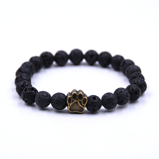 Free Lava Stone Paw Bracelet — Gold